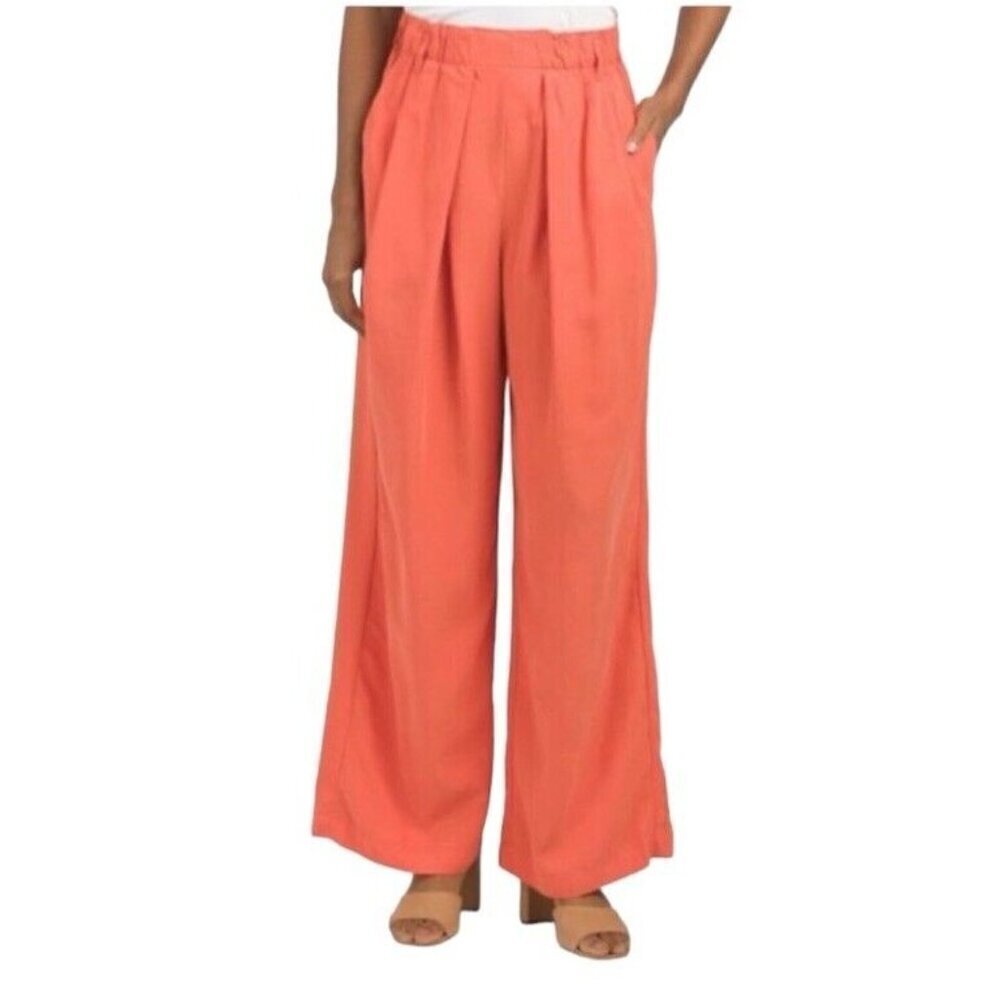 Free People Orange Nothing To Say Wide Leg Boho Comfy Pull On Trousers Size XS